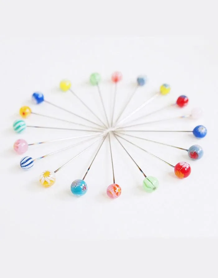 Glass Headed Flower Pins from Cohana