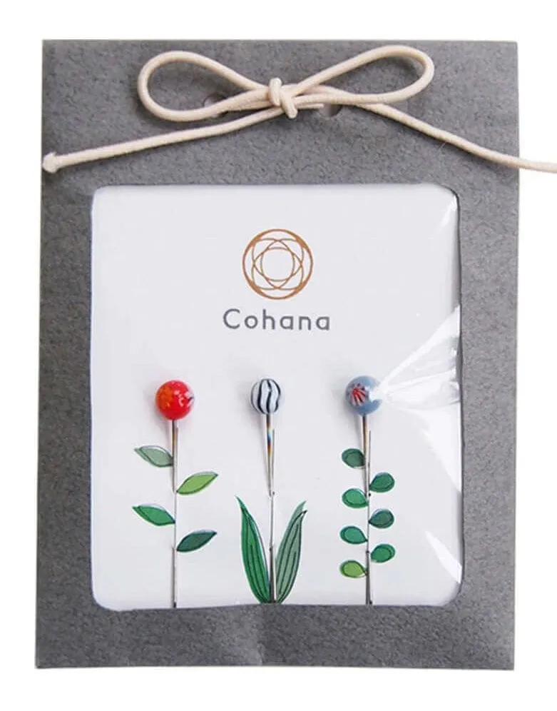 Glass Headed Flower Pins from Cohana