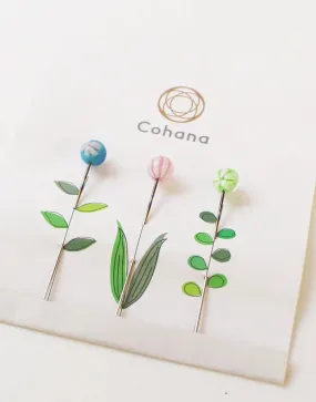 Glass Headed Flower Pins from Cohana