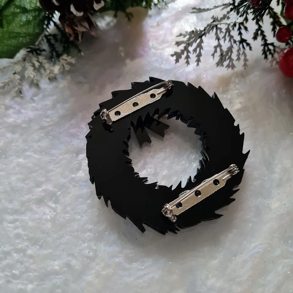 Gothic Skull Wreath Brooch by Cherryloco