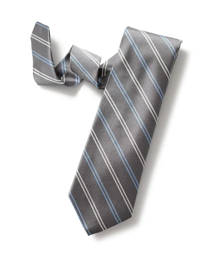 Grey Repp Stripe Tie
