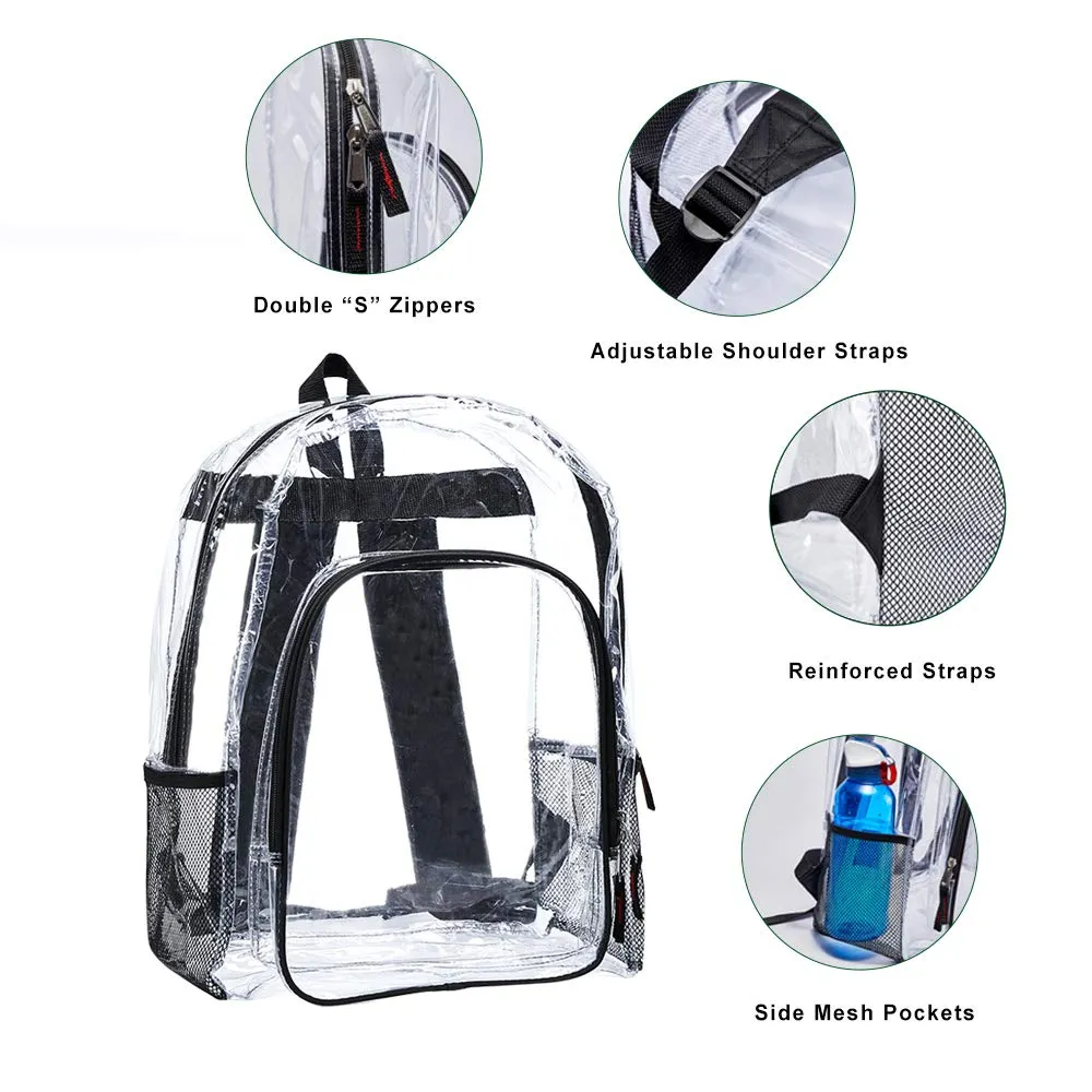 Heavy Duty Clear Backpack,Transparent Vinyl Backpack with Adjustable Straps, See Through Backpack for Work ,School,Security Travel and Sports