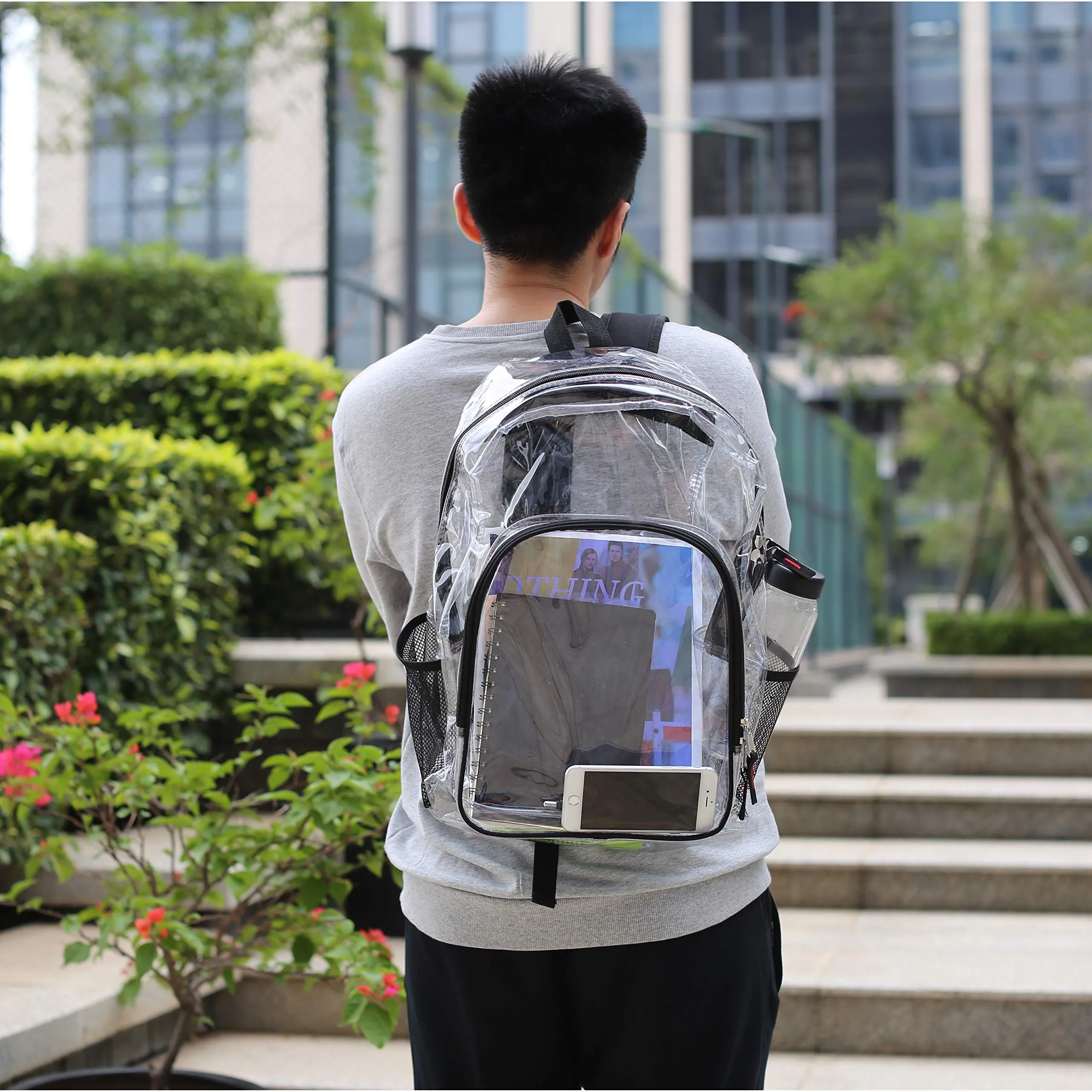 Heavy Duty Clear Backpack,Transparent Vinyl Backpack with Adjustable Straps, See Through Backpack for Work ,School,Security Travel and Sports