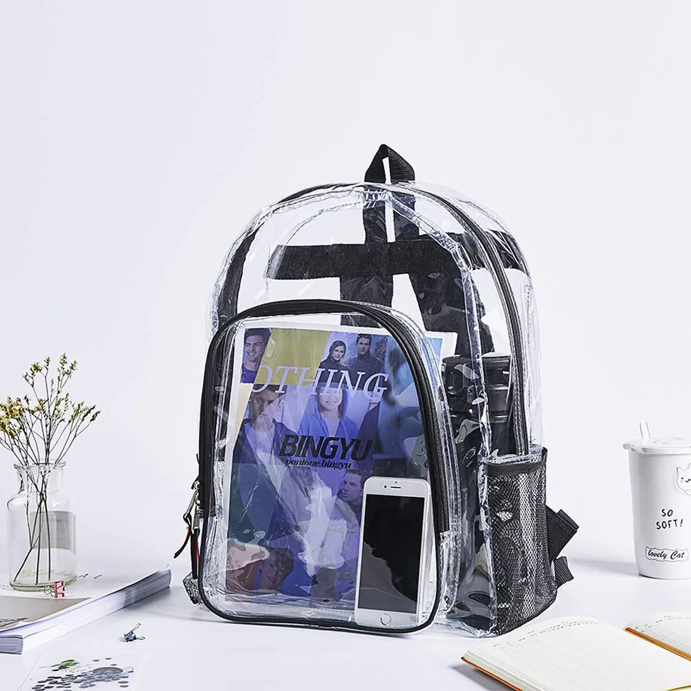 Heavy Duty Clear Backpack,Transparent Vinyl Backpack with Adjustable Straps, See Through Backpack for Work ,School,Security Travel and Sports