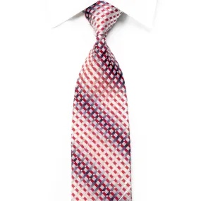 Indian Leaders Rhinestone Silk Necktie Burgundy Silver Geometric With Sparkles