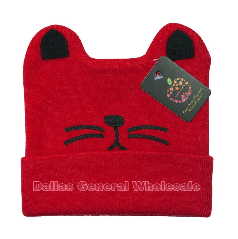 Infant Cat Ears Whiskers Beanie Hats Wholesale