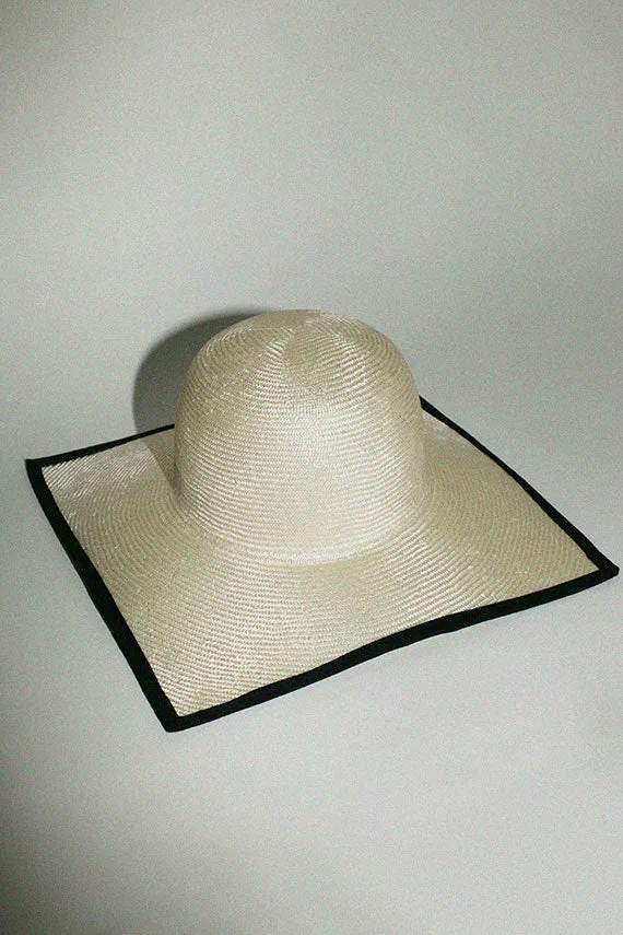 Ivory & Black Square Hat