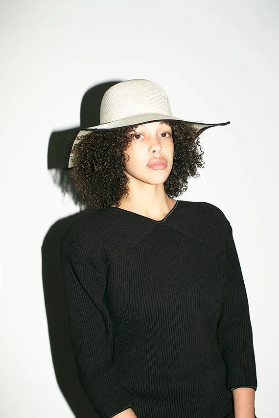 Ivory & Black Square Hat