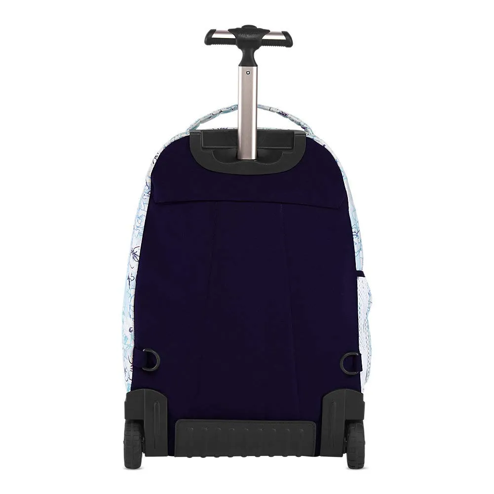 JanSport Driver Rolling 15" Laptop Backpack - Wheeled Book Bag | Blue Sketch Floral Print