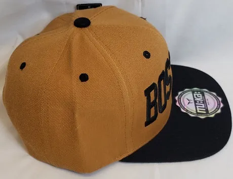 Jaxon -- Snapback Boston Baseball Cap -- Tan/Black