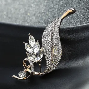 Leaf Brooches Alloy Jewelry Accessories Rhinestone Pin And Brooch