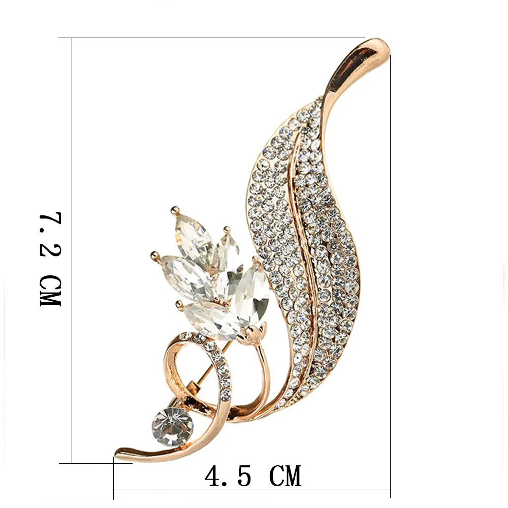 Leaf Brooches Alloy Jewelry Accessories Rhinestone Pin And Brooch