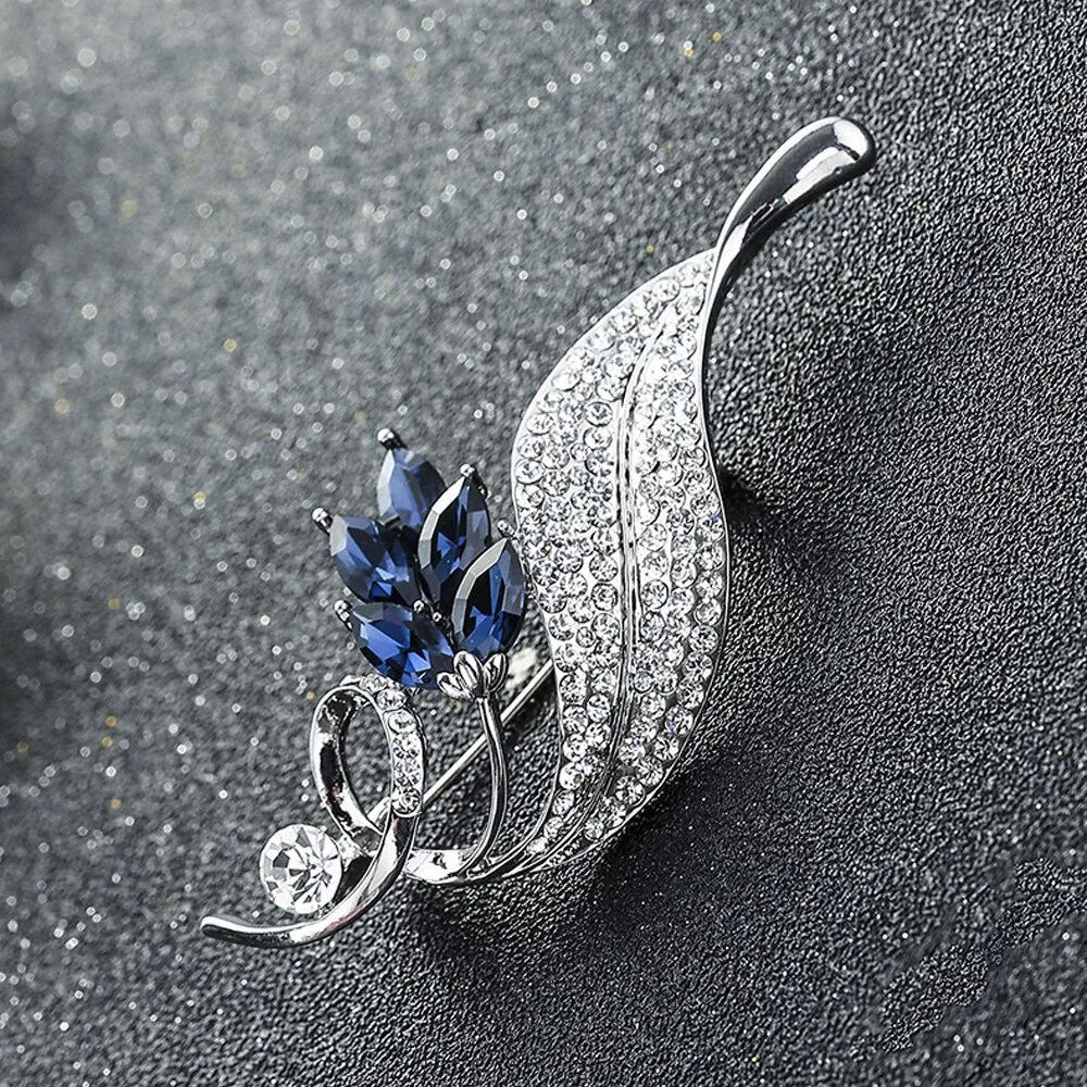 Leaf Brooches Alloy Jewelry Accessories Rhinestone Pin And Brooch