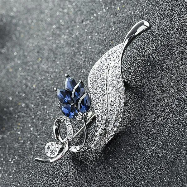 Leaf Brooches Alloy Jewelry Accessories Rhinestone Pin And Brooch