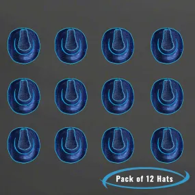 LED Flashing EL Wire Blue Sequin Cowboy Party Hat - Pack of 12 Hats