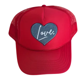 Local Beach Love Patch Trucker Hat - RED