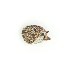 Long-Eared Hedgehog Hand-Embroidered Brooch Pin