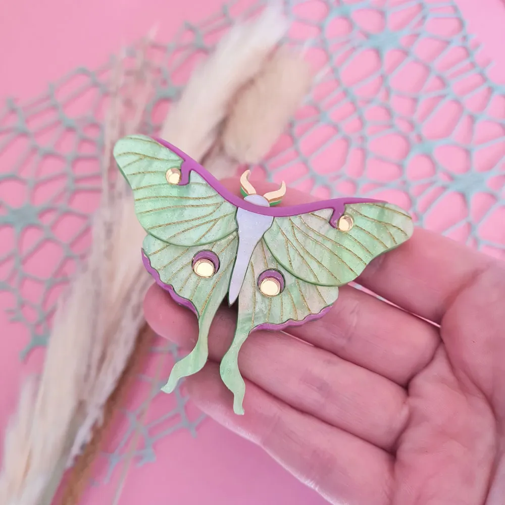 Luna Moth Small Brooch by Cherryloco Jewellery