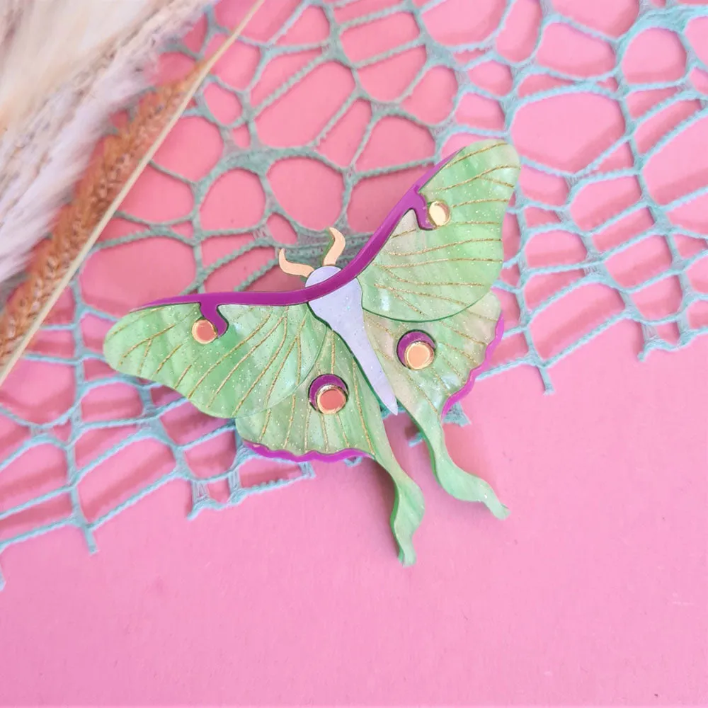 Luna Moth Small Brooch by Cherryloco Jewellery
