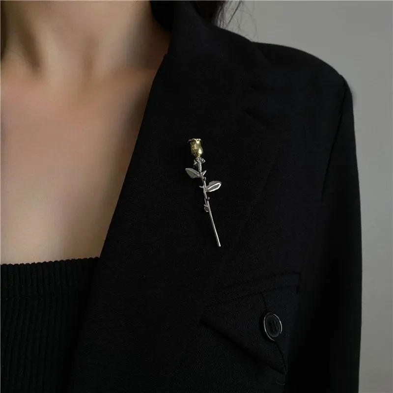 Luxury Fashion Pearl Flower Metal Key Brooch Women Men