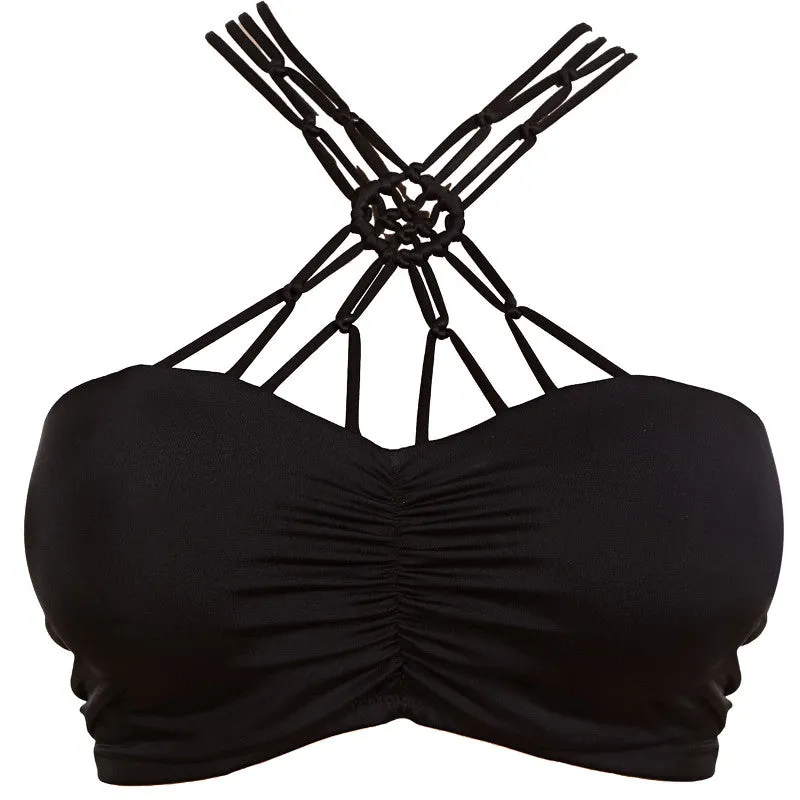 Macrame Black Bandeau Bikini Top - Freya Swim