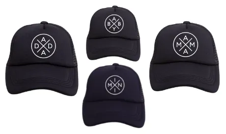 Mama, Dada, Baby X - Black Family Matching Truckers