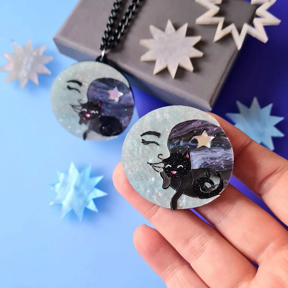 Moon Dreamer Cat Pendant by Cherryloco Jewellery