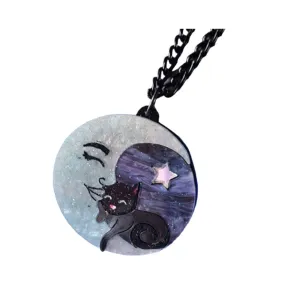 Moon Dreamer Cat Pendant by Cherryloco Jewellery