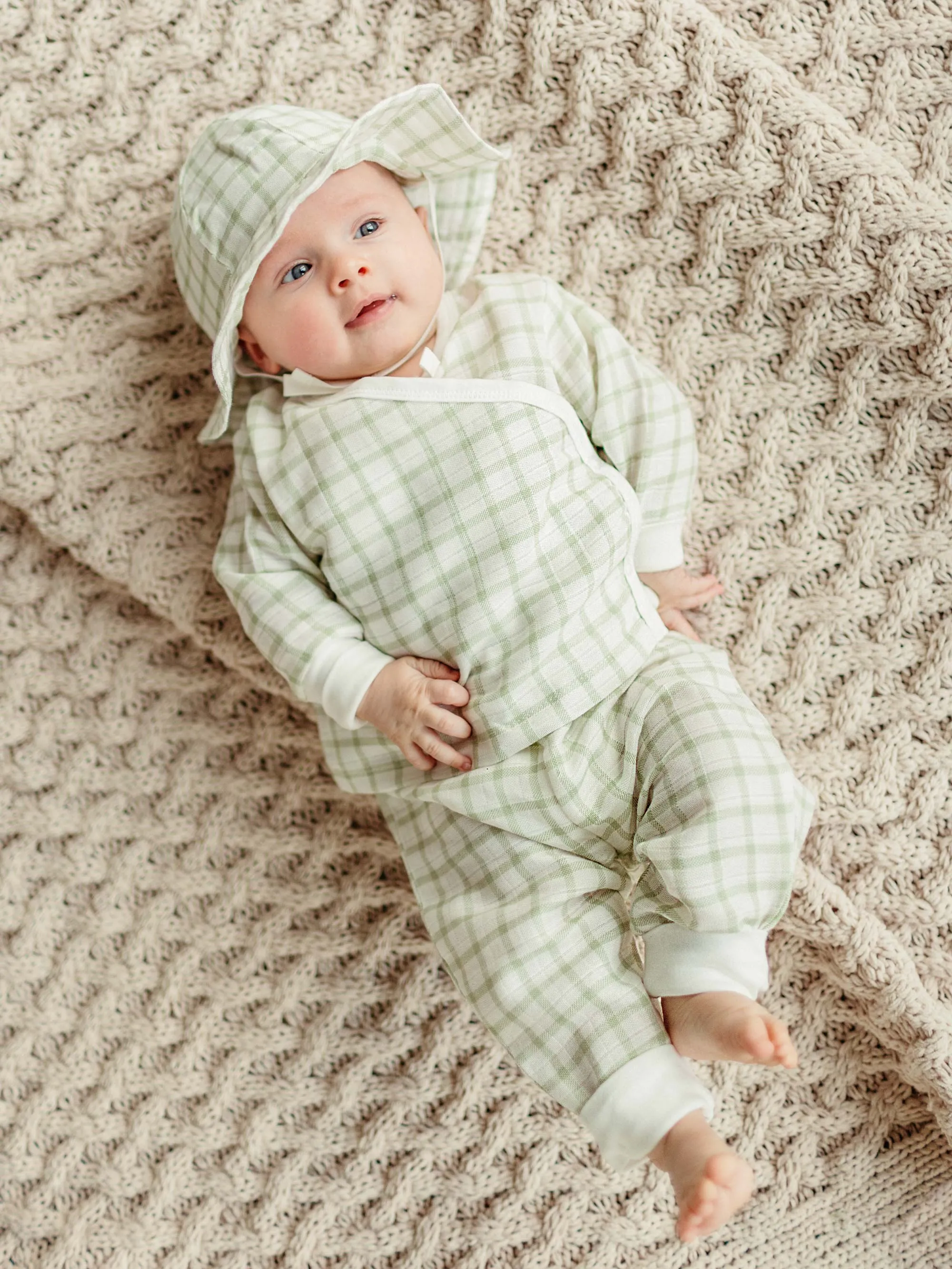Muslin - Sunhat - Sage Windowpane