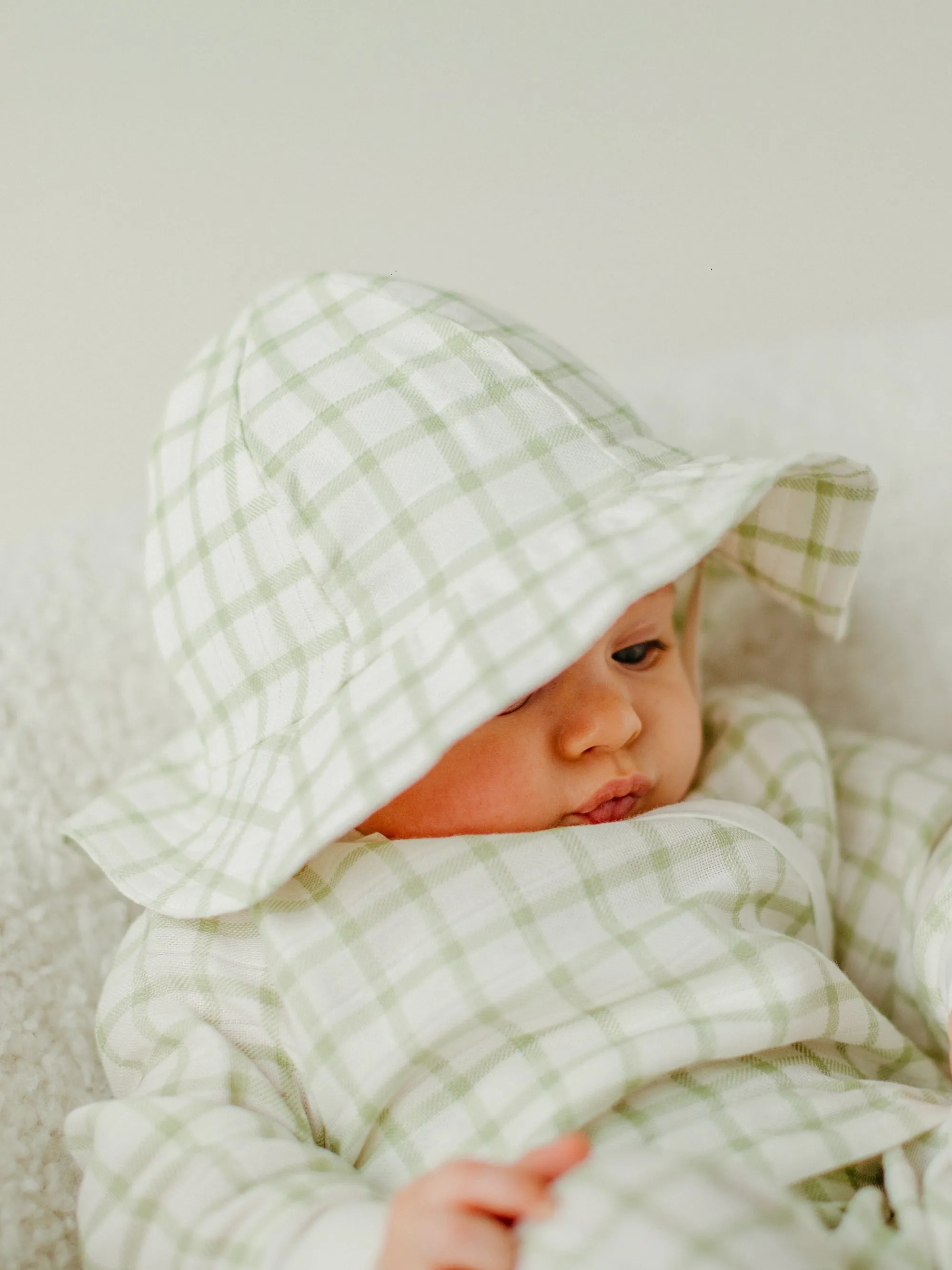 Muslin - Sunhat - Sage Windowpane