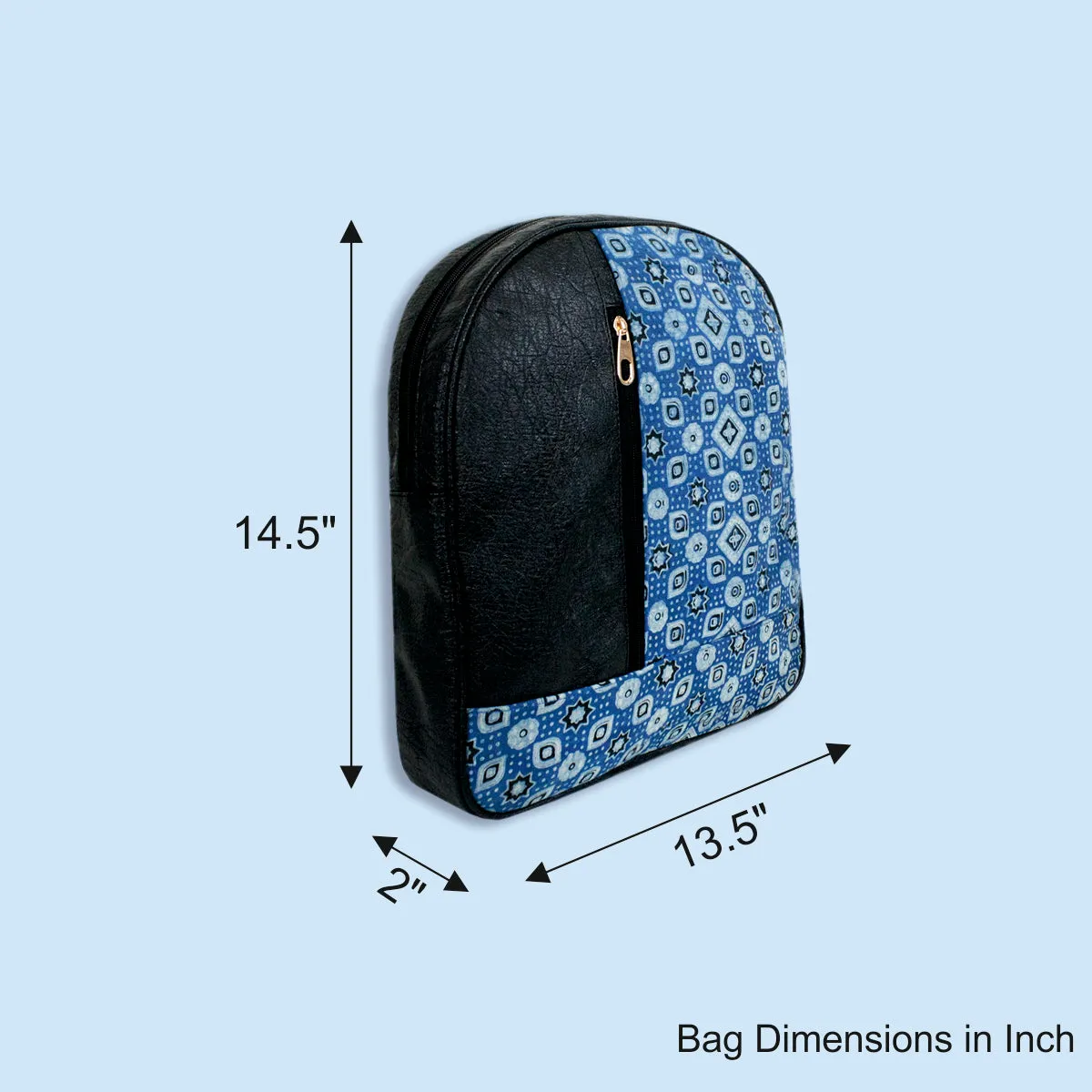 Navy Dessert Block-printed Backpack