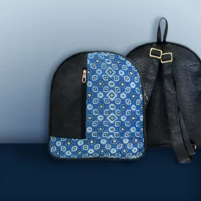 Navy Dessert Block-printed Backpack