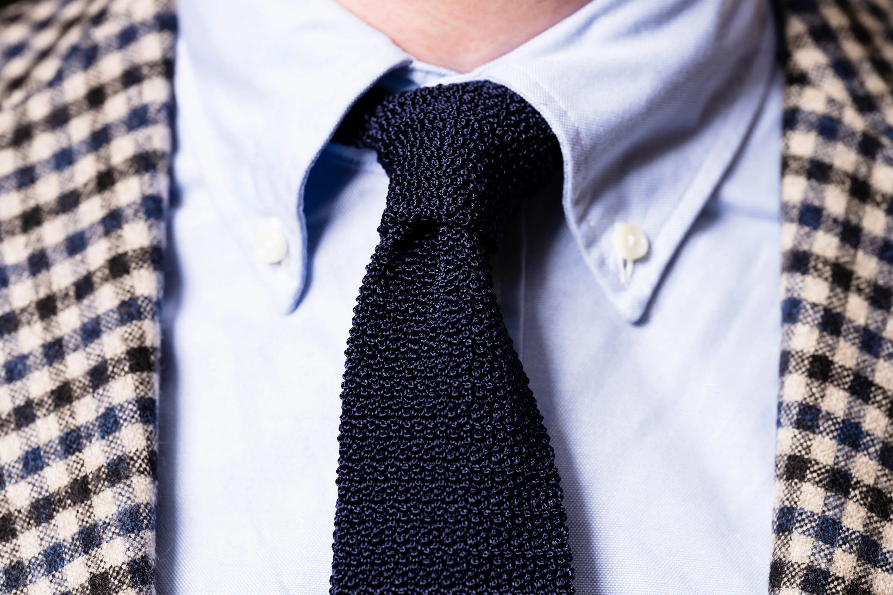 Navy Silk Knit Tie