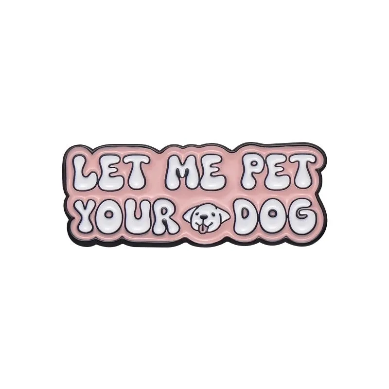 New Pet Dog Series Fun English Letters Cartoon Brooch Accessories Coat Hat Personalized Decoration
