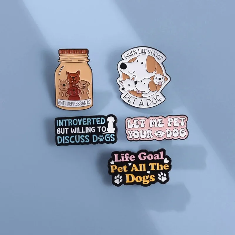 New Pet Dog Series Fun English Letters Cartoon Brooch Accessories Coat Hat Personalized Decoration