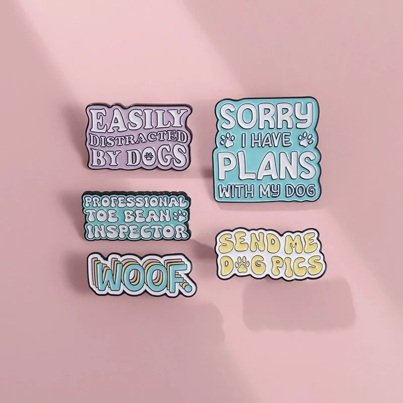 New Pet Dog Series Fun English Letters Cartoon Brooch Accessories Coat Hat Personalized Decoration