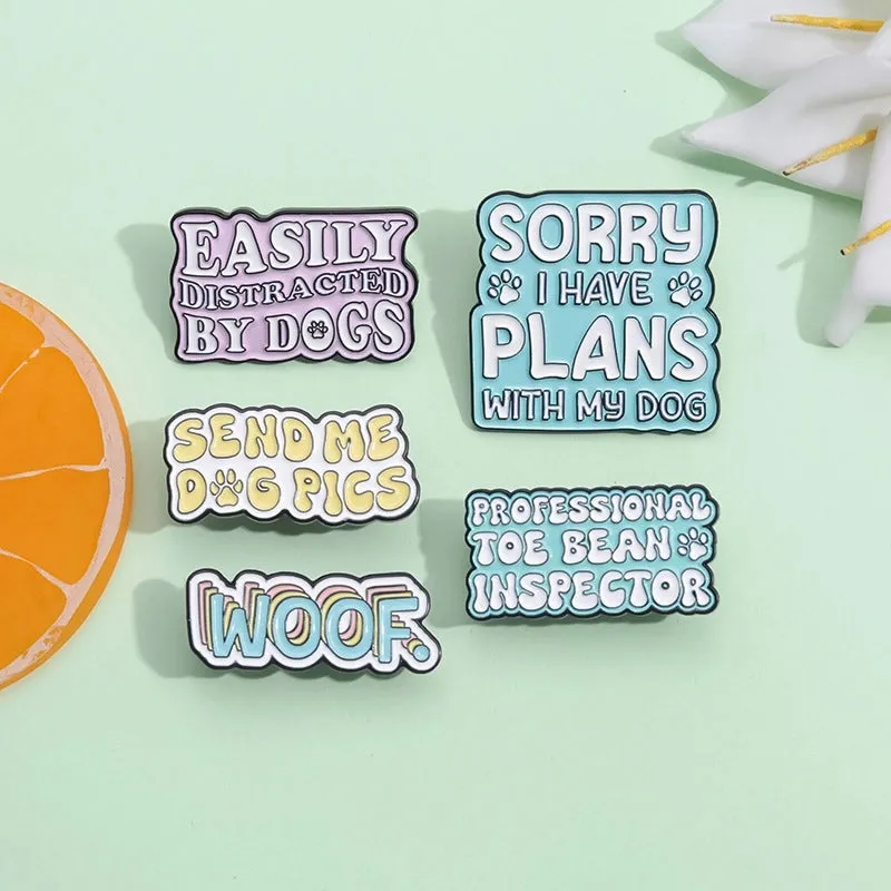 New Pet Dog Series Fun English Letters Cartoon Brooch Accessories Coat Hat Personalized Decoration