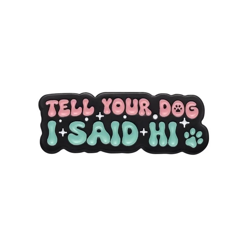 New Pet Dog Series Fun English Letters Cartoon Brooch Accessories Coat Hat Personalized Decoration