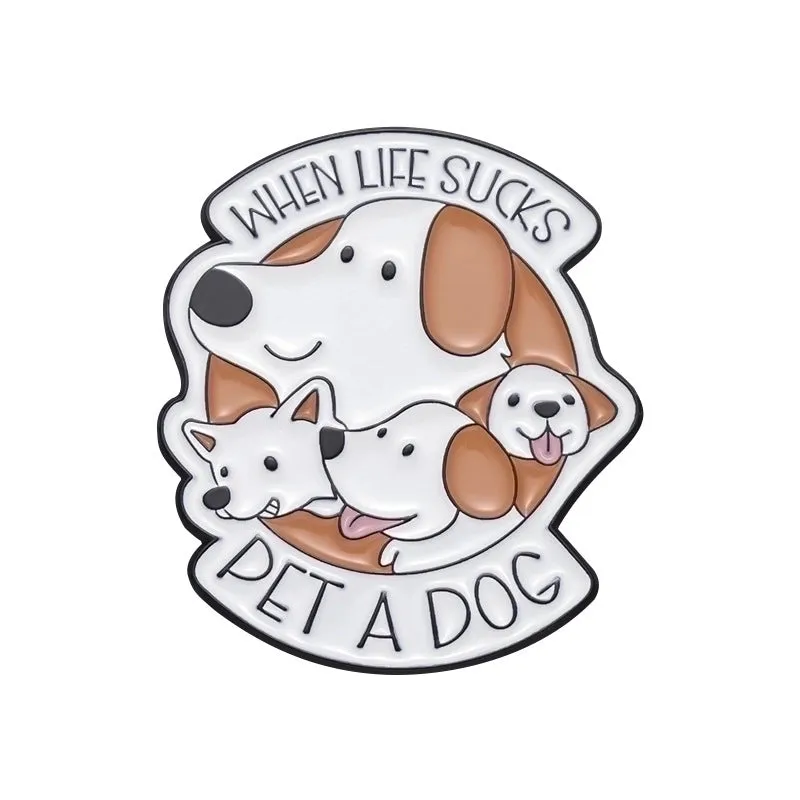 New Pet Dog Series Fun English Letters Cartoon Brooch Accessories Coat Hat Personalized Decoration