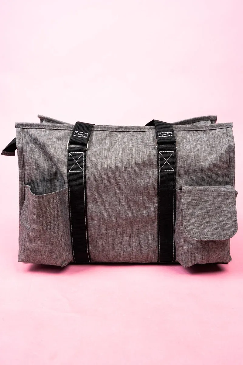 NGIL Steel Gray Crosshatch Get Organized Tote