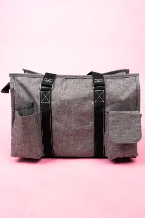 NGIL Steel Gray Crosshatch Get Organized Tote