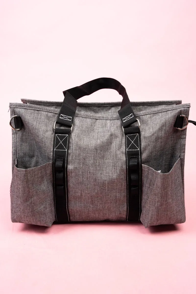 NGIL Steel Gray Crosshatch Get Organized Tote