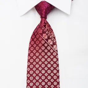 Nina Ricci Men's Silk Tie Cartouche On Burgundy With Sparkling Rhinestones