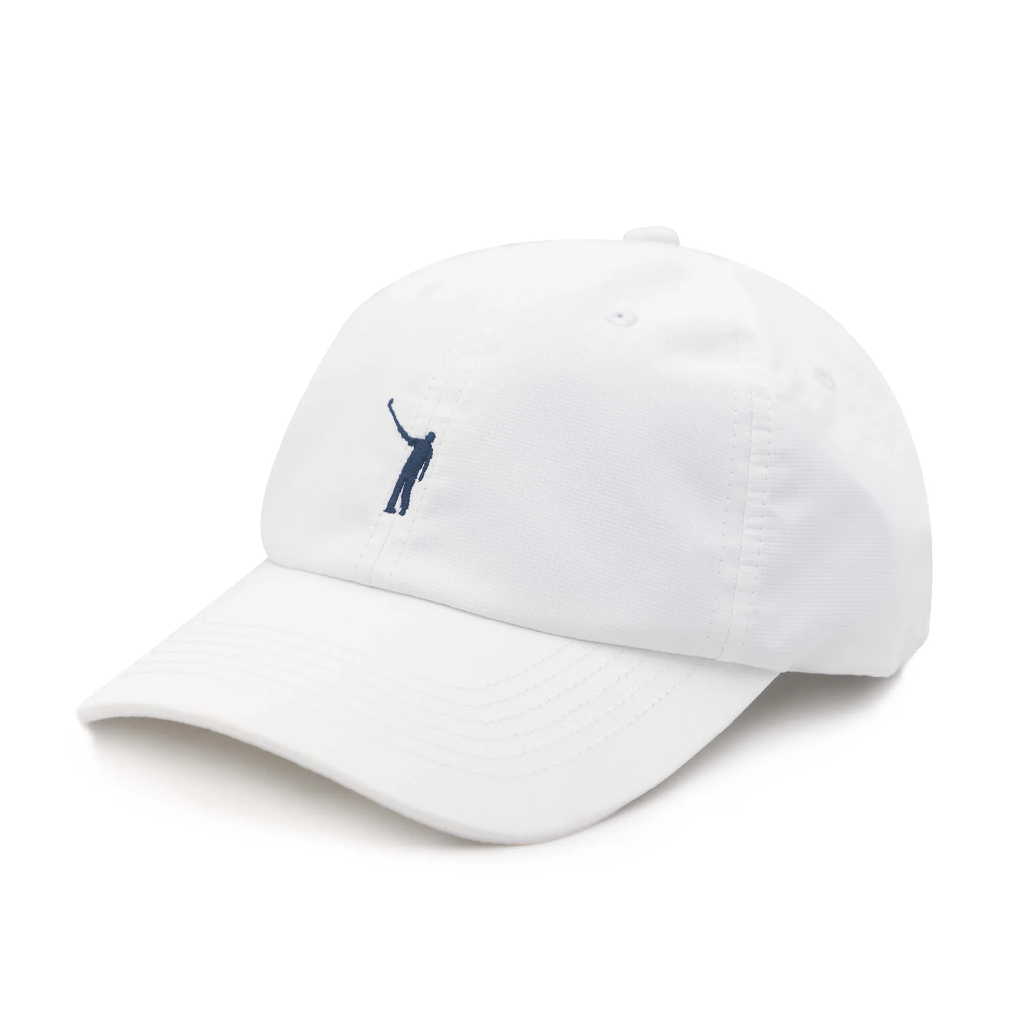 No Laying Up Custom Performance Hat | White w/ Navy Wayward Drive Logo