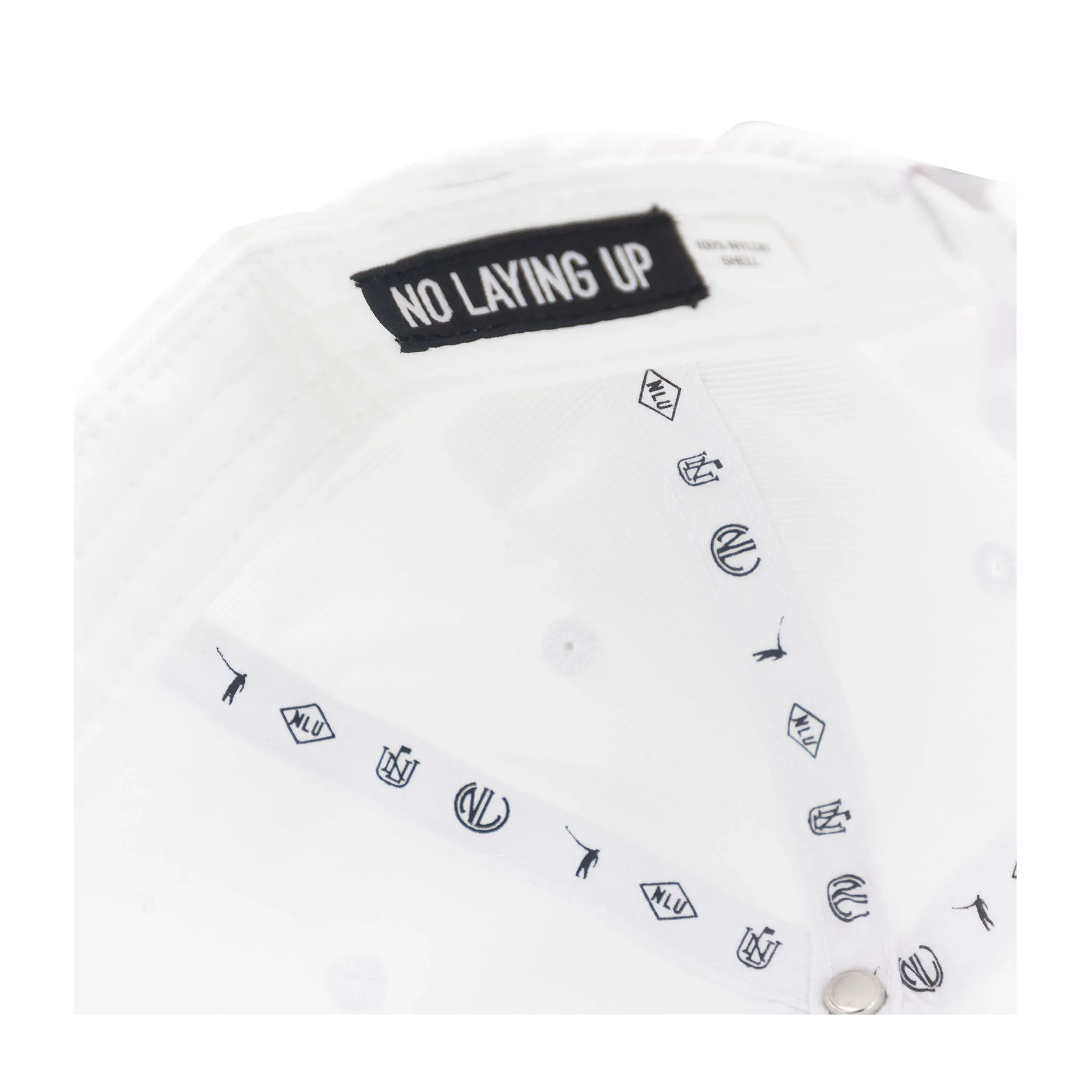 No Laying Up Custom Performance Hat | White w/ Navy Wayward Drive Logo