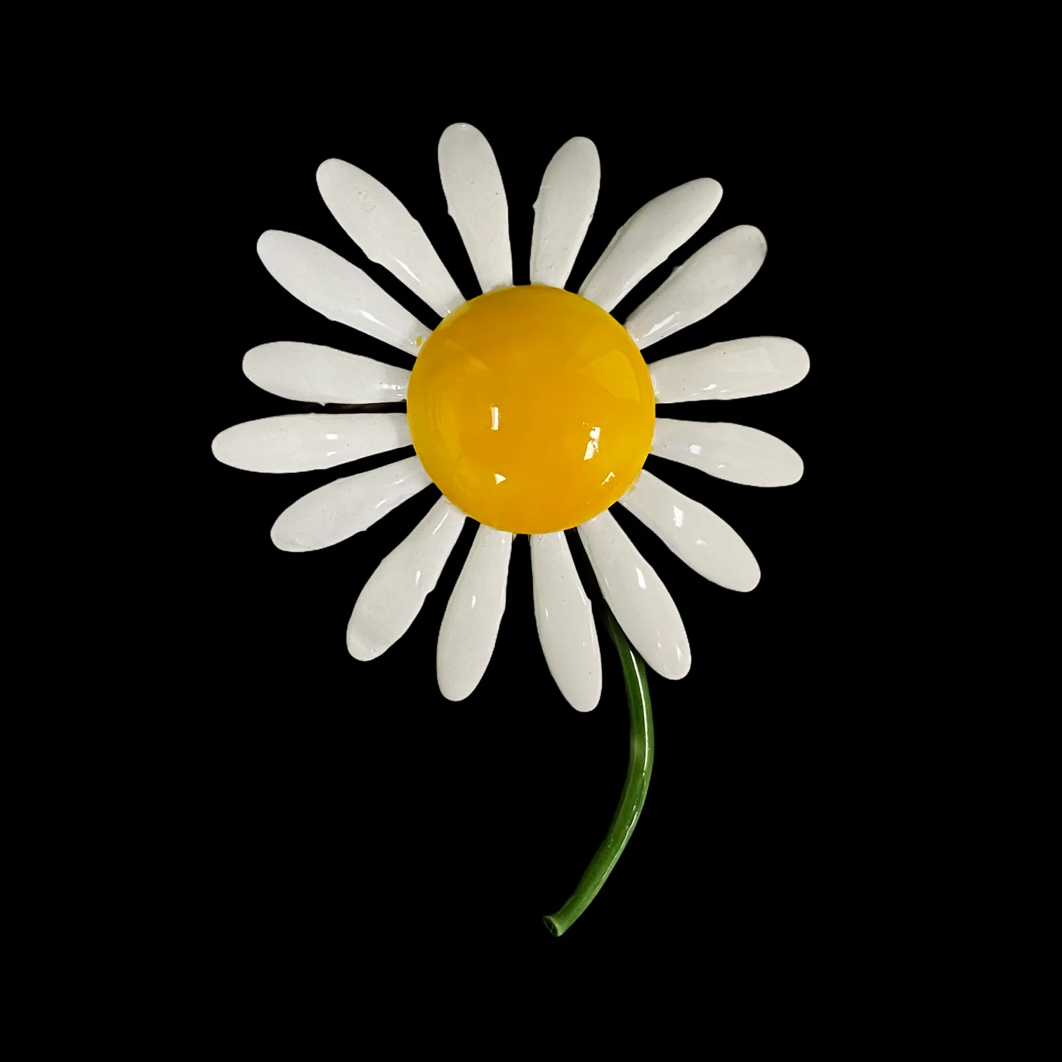 Original By Robert Signed Enamel Daisy Pin Brooch