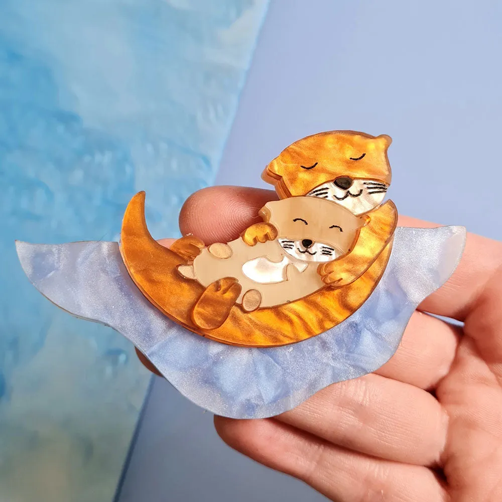 Otter And Baby Brooch by Cherryloco