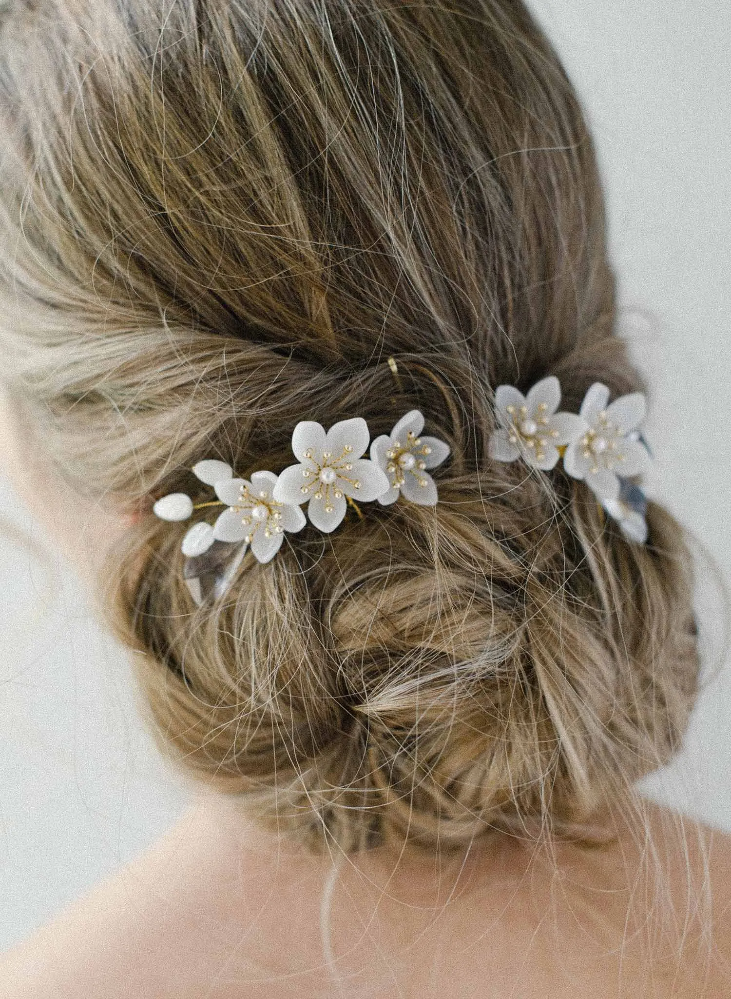 Pearlescent florals and crystal hair comb set of 2 - Style #2028