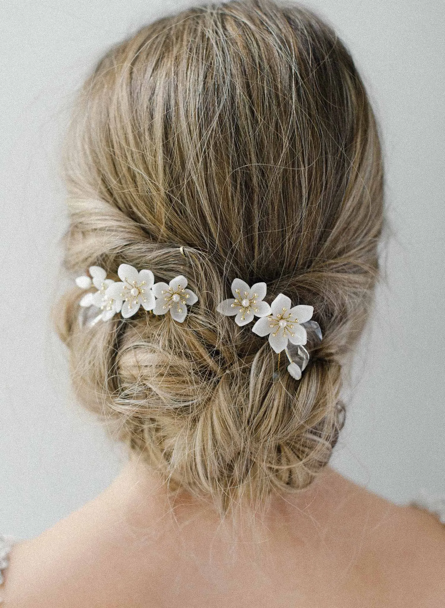 Pearlescent florals and crystal hair comb set of 2 - Style #2028
