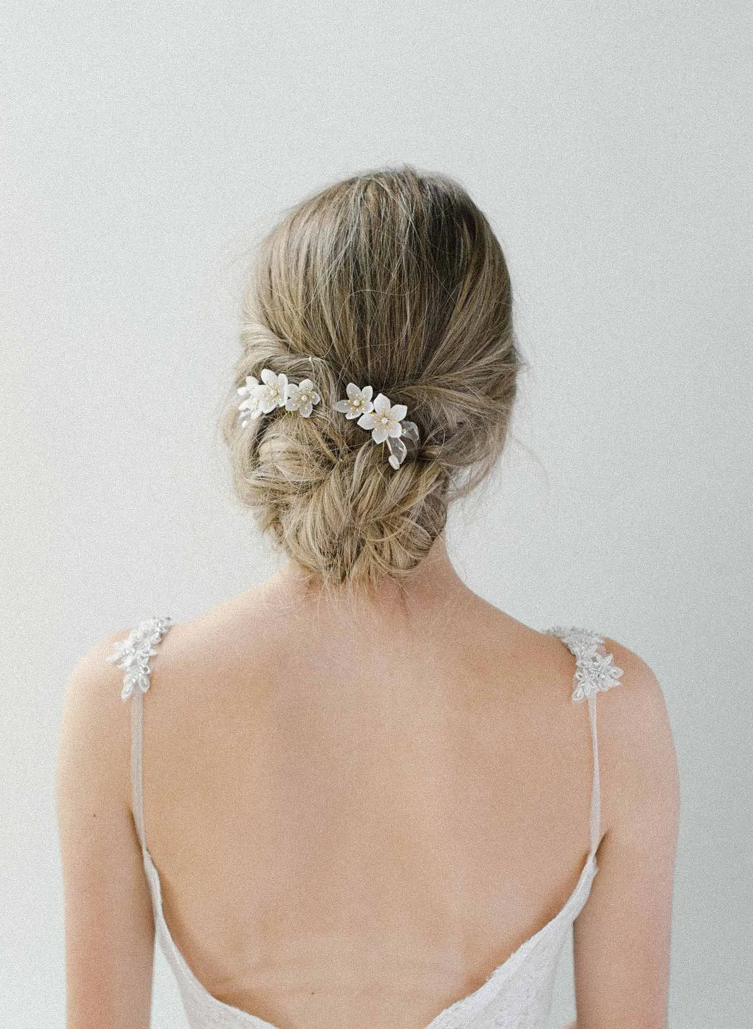 Pearlescent florals and crystal hair comb set of 2 - Style #2028
